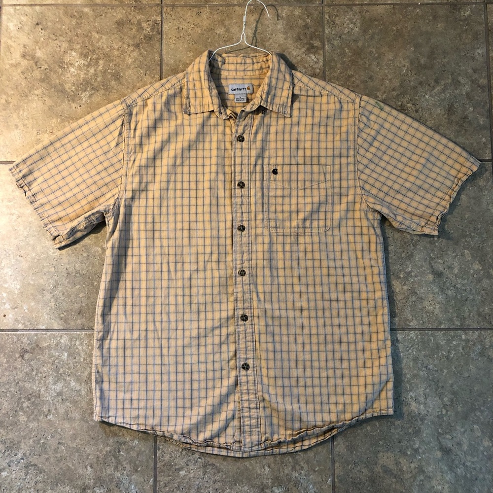 Carhartt Tan Casual Button Down Shirt Lightweight Relaxed Fit
